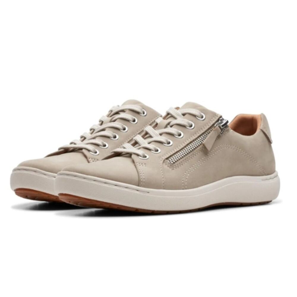 Clarks Womens Nalle Lace Casual Sneakers EU 40 US 9 M Stone Taupe Nubuck NIB
